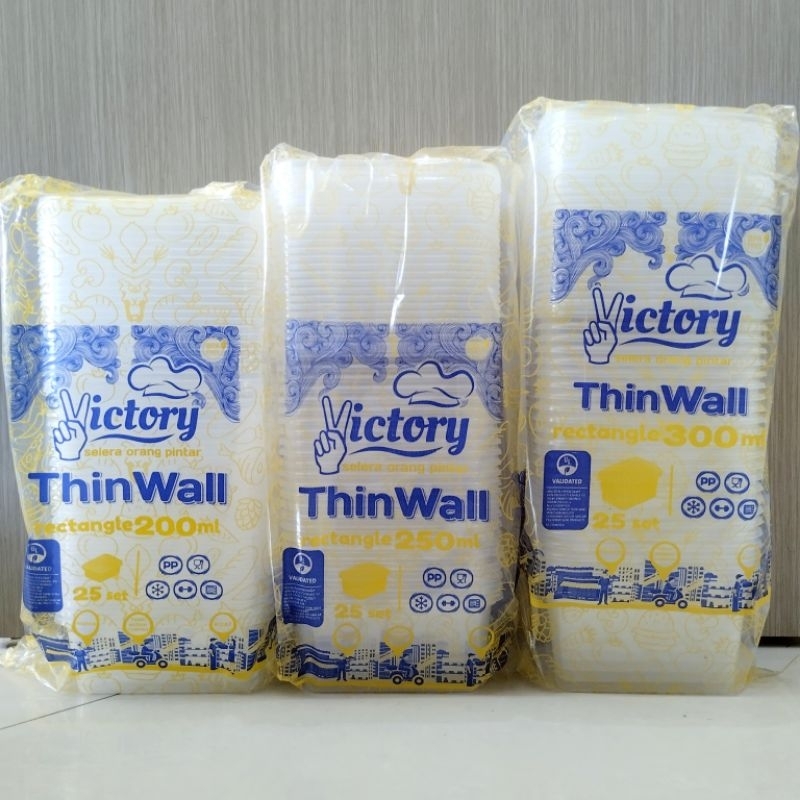 Thinwall Victory RECTANGLE 200 ml 250 ml 300 ml /Kotak makan plastik/Wadah makanan/Kotak plastik