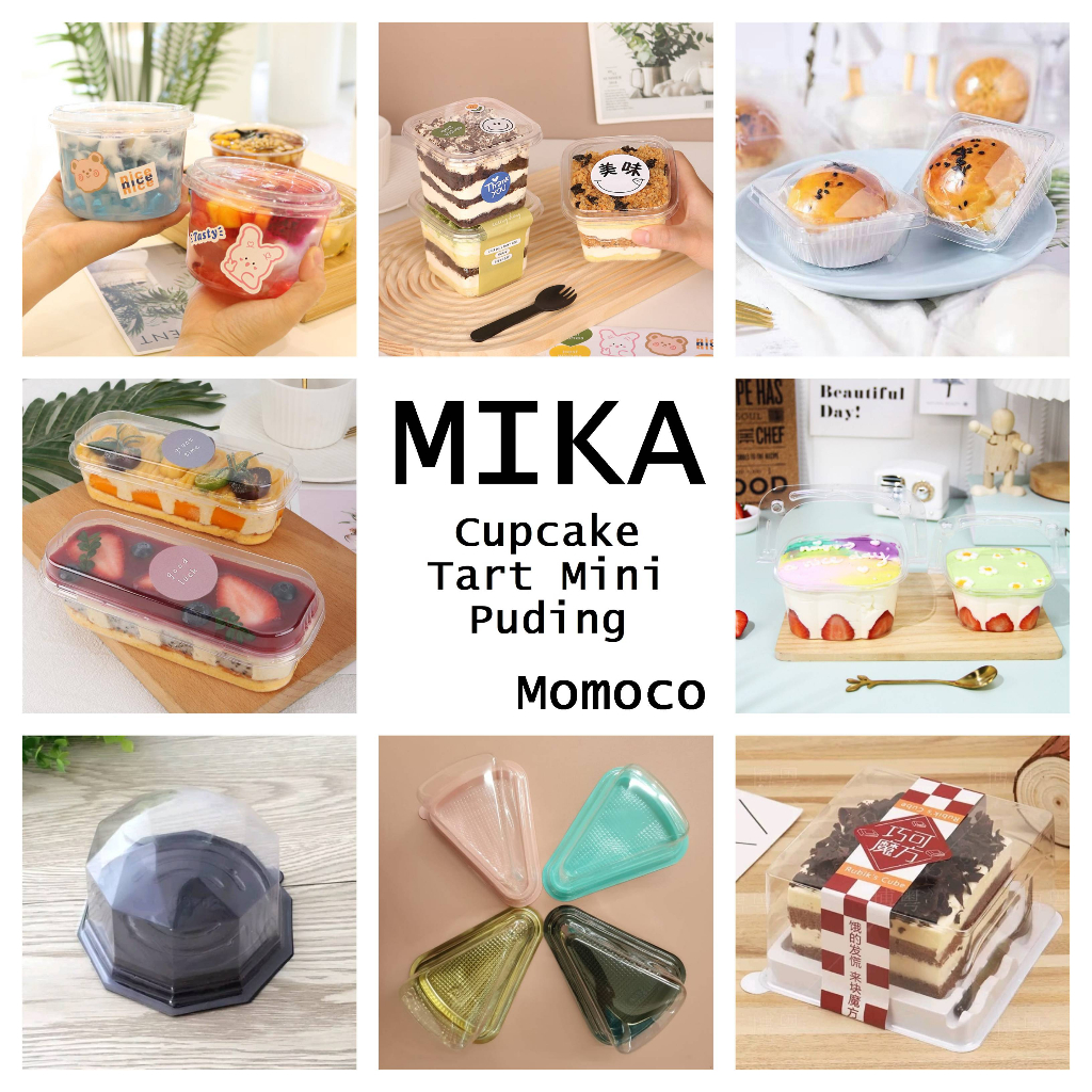 Tray Mika Tray Box Kotak Kue Cup Puding Mooncake Pia Pie Slice Cake Diamond Oval Segitiga Bulat Pers