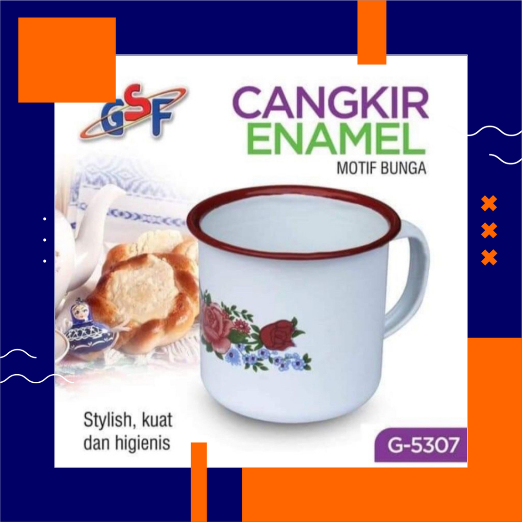 Mug Enamel 7cm Kembang jadul