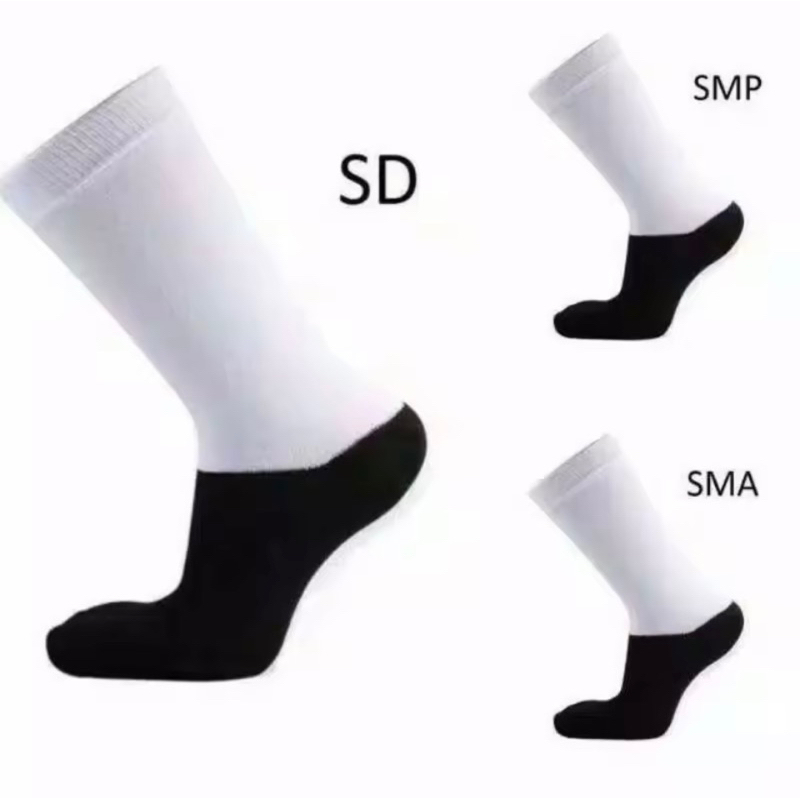 (3pcs) Kaos kaki anak sekolah VIT SD SMP SMA hitam putih