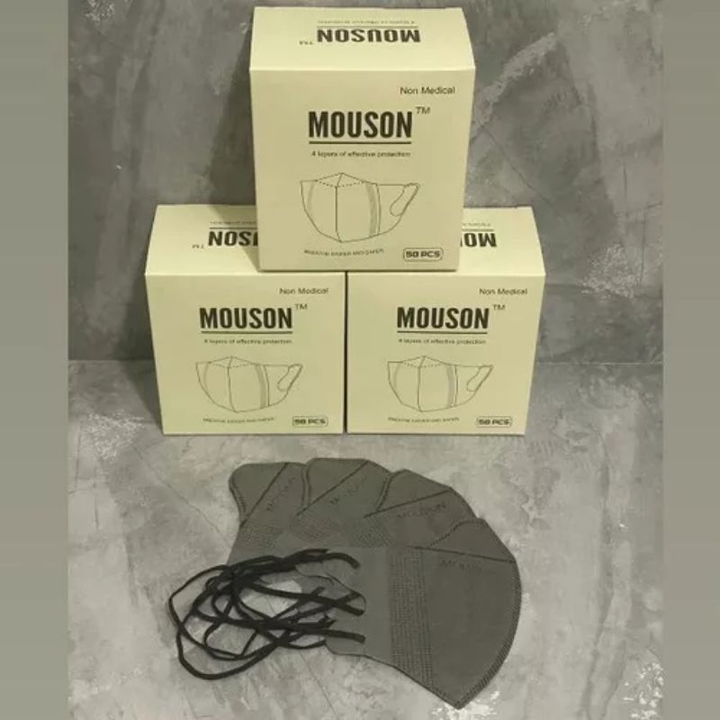 MASKER DUCKBILL MOUSON 4 PLY ABU-ABU DISPOSABLE FACE MASK ISI 50 PCS