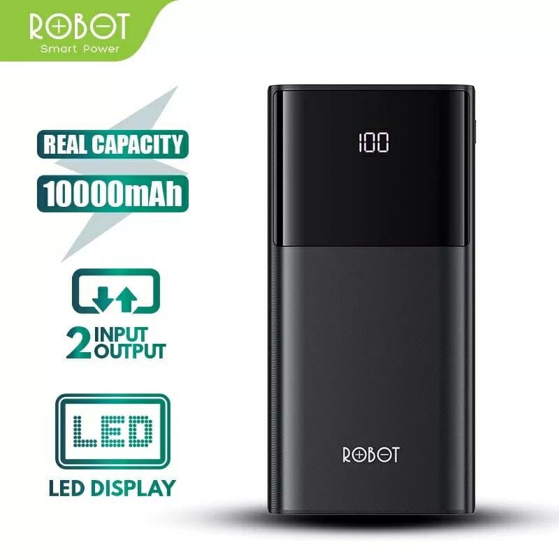 ROBOT POWERBANK RT 190S 10000mAh LED Display Dual Input Type-C &amp; Micro Fast Charging