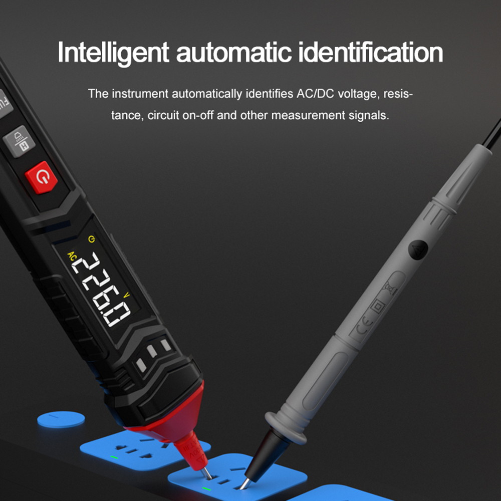 Digital Multimeter Voltage Tester Pen LCD Screen 4000 Count - HT121 - Black