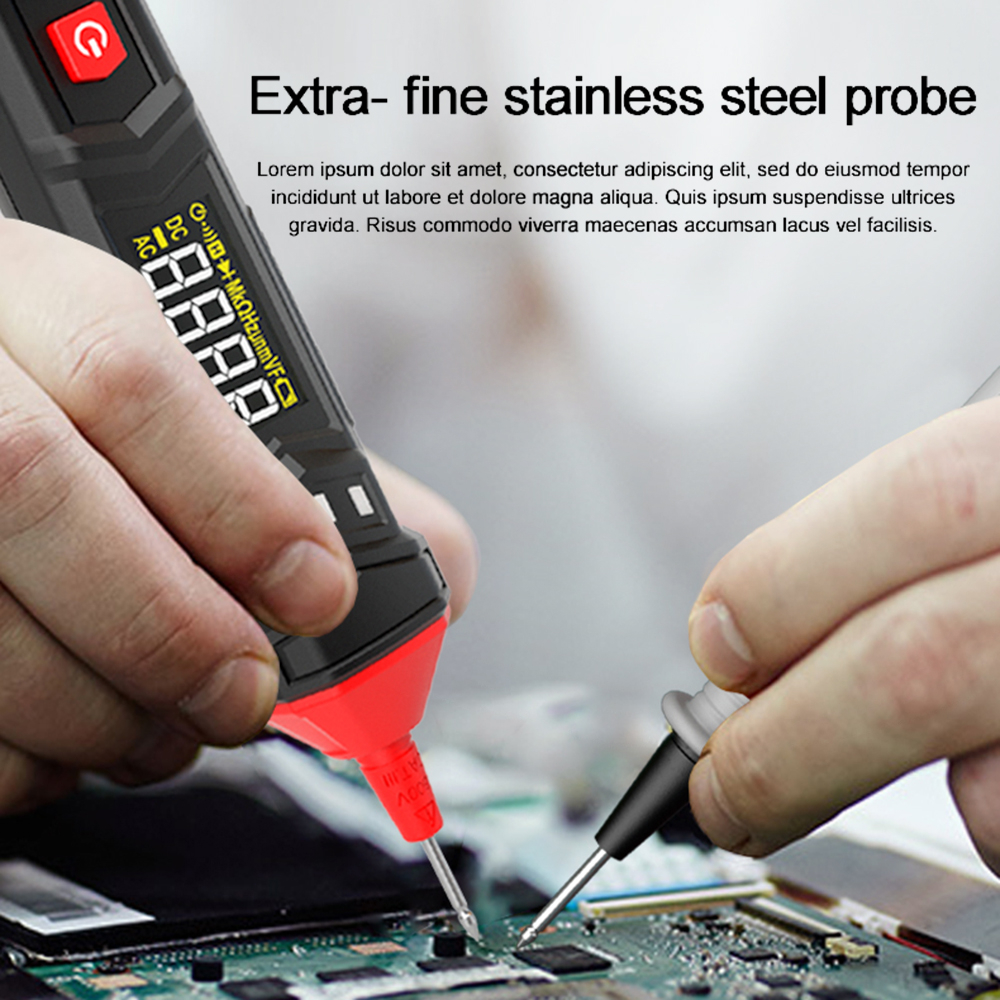 Digital Multimeter Voltage Tester Pen LCD Screen 4000 Count - HT121 - Black