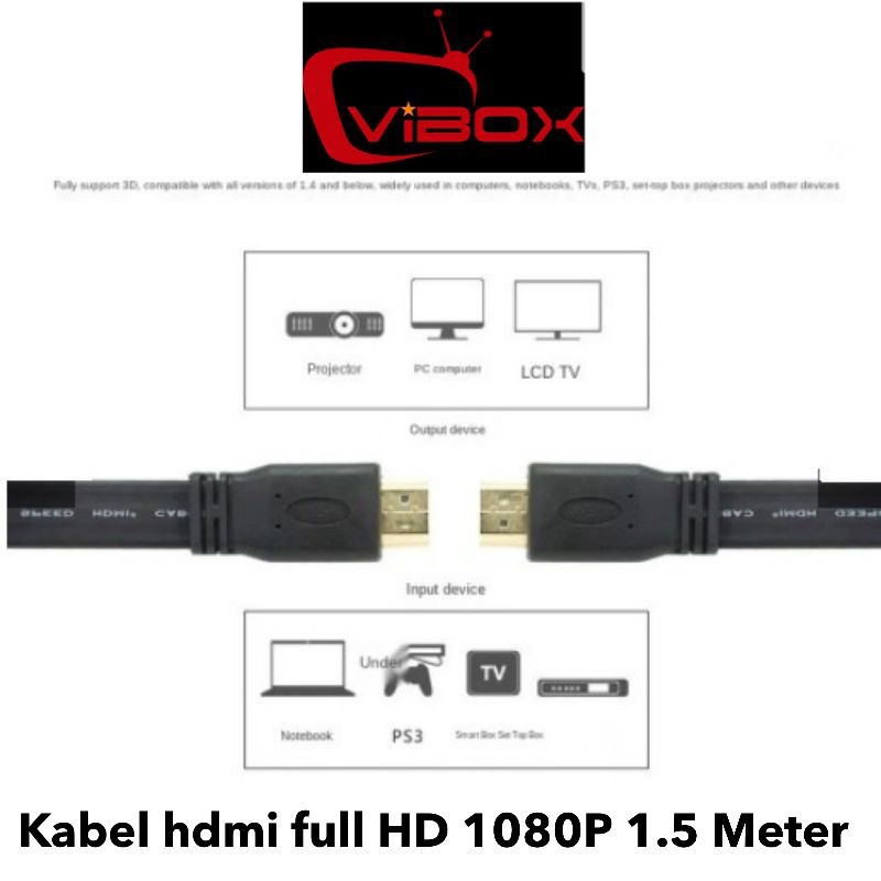 Kabel set top box HDMI to HDMI 1.5 Meter Meter | HDTV Cable tv smart box 150CM full hd 1080P material premium vibox original 4K Promo By Smoll