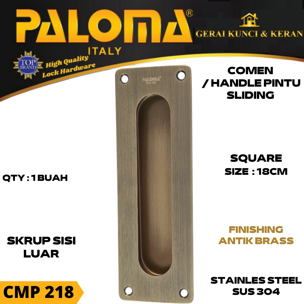 Handle Pintu Sliding PALOMA CMP 218 SQ 18cm | Comen Flush Tanam Geser