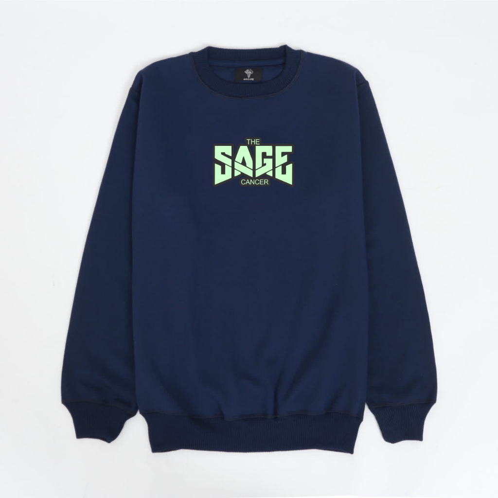 Sweater Sweatshirt Unisex Bahan Katun Fleece  Pria dan Wanita Motif Sage Warna Hijau sage M-XXL