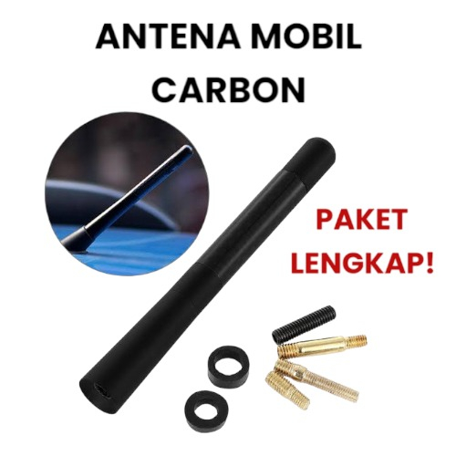 Metal Carbon Fiber Car Antenna  Antena Mobil Black MINI Universal Karbon Sport Signal Sinyal jelas