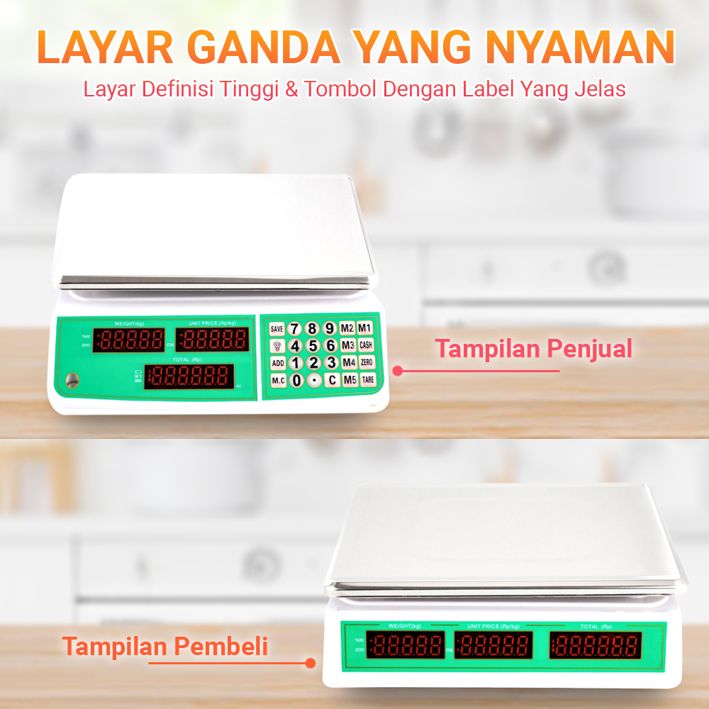 Timbangan Digital 30 KG(40kg) Matrix-TD030 dan FDS-30 Double Display Anti Air, Garansi 1 Tahun