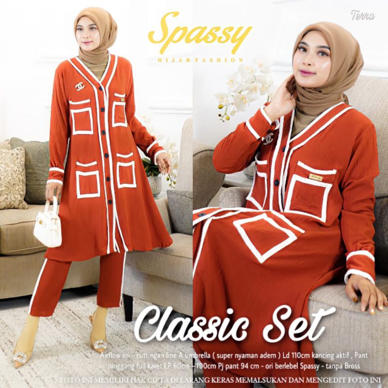 setelan wanita clasik set original by spassy/ one set premium murah berkualitas