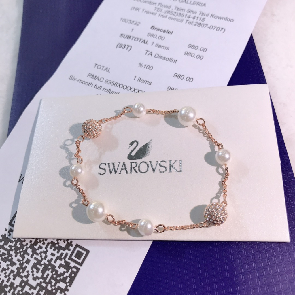 Mutiara alami17k platinum Emas asli 2.58 gram  Swarovski gelang