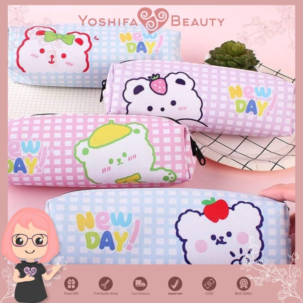 Tempat Pensil Alat Tulis Motif Beruang  Lucu Imut | Pouch Pensil