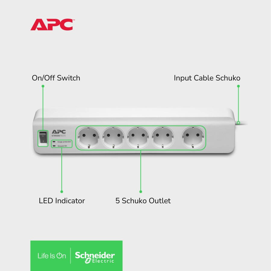 Colokan Listrik Stop Kontak APC Surge PM5GR Garansi Resmi Anti Petir