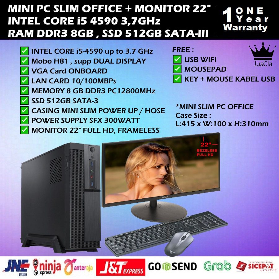 MINI SLIM PC KOMPUTER INTEL CORE i5-4590 3,7GHz|RAM 8GB|SSD 512GB|KEYBOARD+MOUSE|USB WIFI