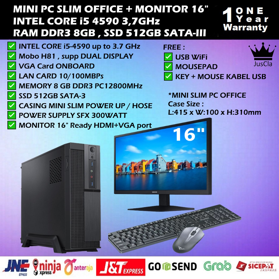 MINI SLIM PC KOMPUTER INTEL CORE i5-4590 3,7GHz|RAM 8GB|SSD 512GB|KEYBOARD+MOUSE|USB WIFI