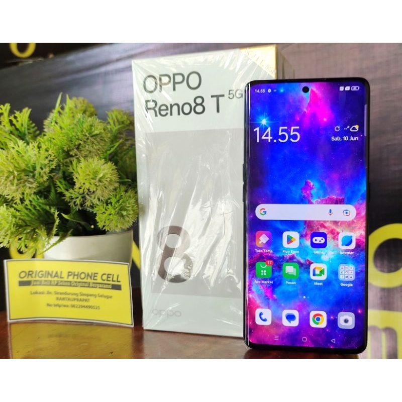 OPPO RENO 8T 5G 8/128 SECOND/BEKAS GARANSI RESMI, LAYAR LENGKUNG