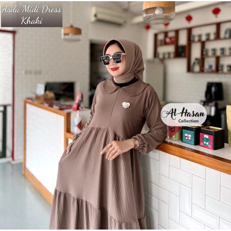 ASILA MIDI DRESS BY AL HASAN COLLECTION/MIDI DRESS AL HASAN/MIDI KNIT SALUR BY AL HASAN