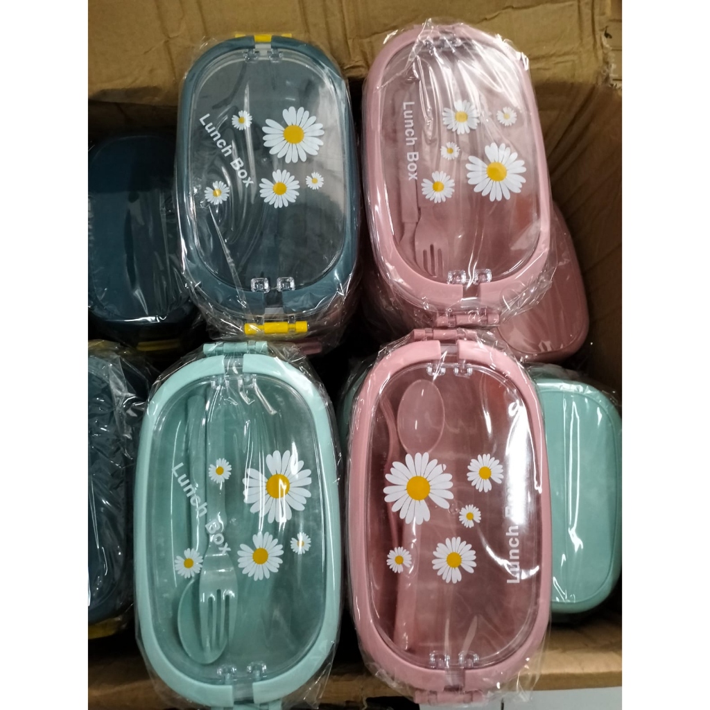 Lunch Box Set Kotak Bekal Makan flower + sendok garpu