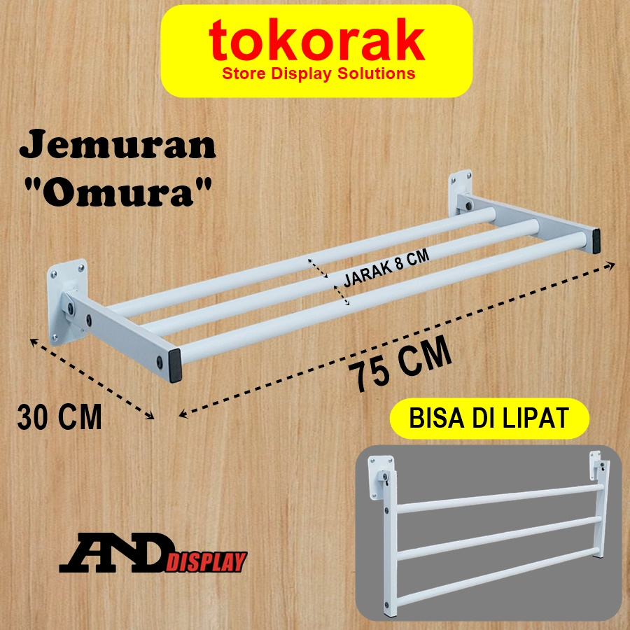 JEMURAN DINDING LIPAT OMURA 75 CM GANTUNGAN HANDUK BAJU