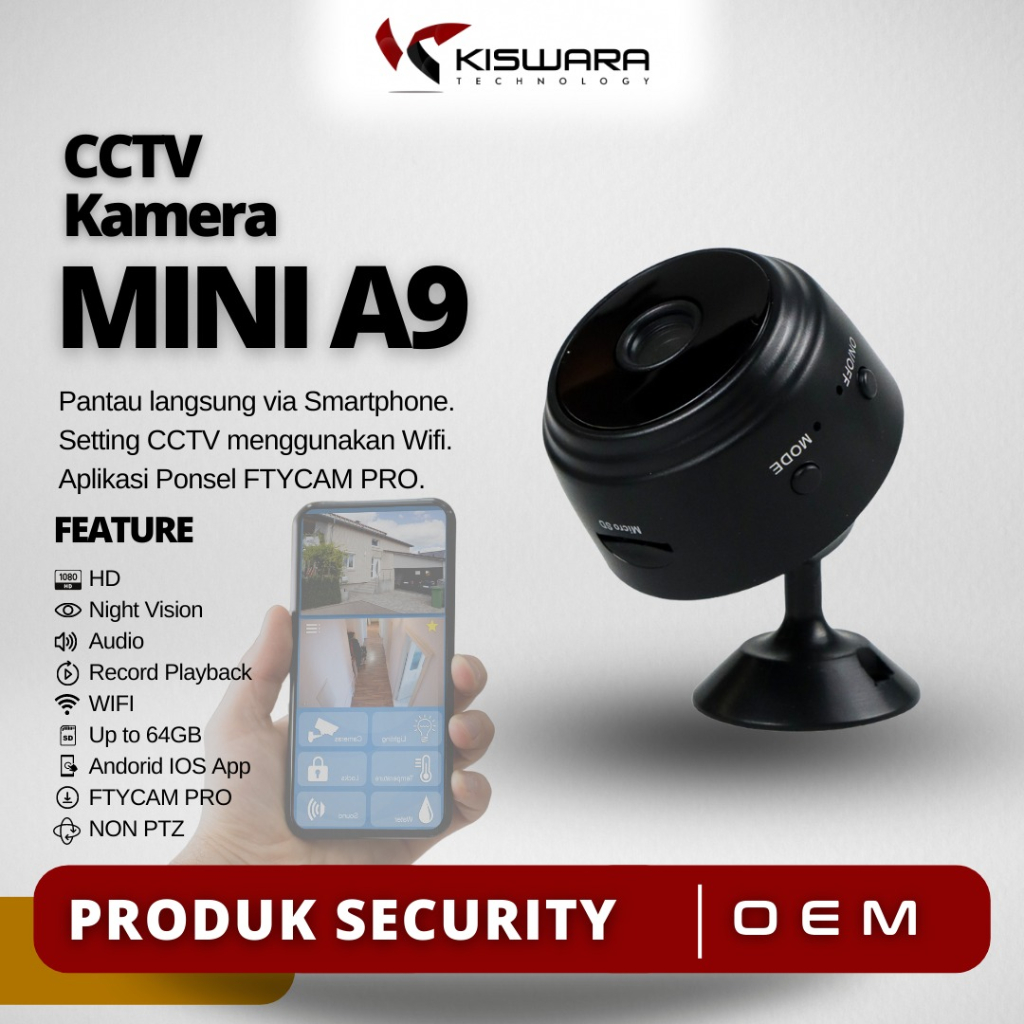 Si Kecil Pemantau Smart A9 WIFI Battery Mini Camera [FTYCAM PRO] Termurah