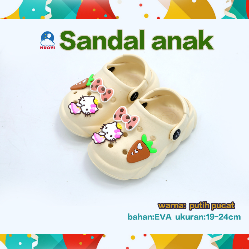 MODEL 710L  baru barang Sandal anak laki-laki sama baby hadiah ulang tahun bahan EVA crocs anak no19-24 putih pucat warna krem hitam biru laut pink hijau Pengembalian gratis