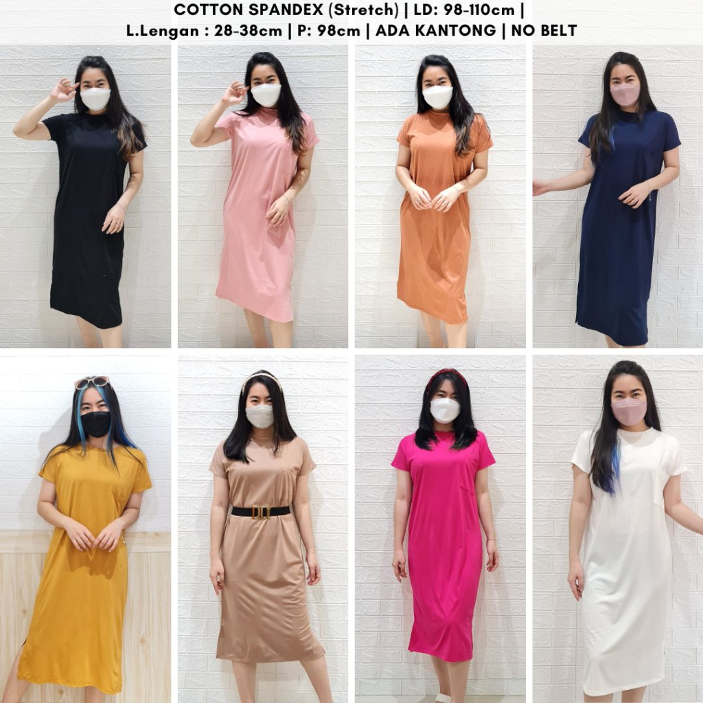 3806 egi pocket dress polos kantong dress bumil friendly dress tidur