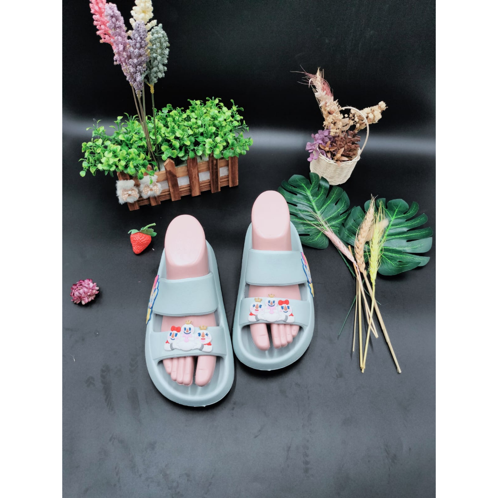 Sandal Slop Rumah Karet Motif Mixue Sandal Slip On Korean Style Sandal Santai Rumahan 9012-10