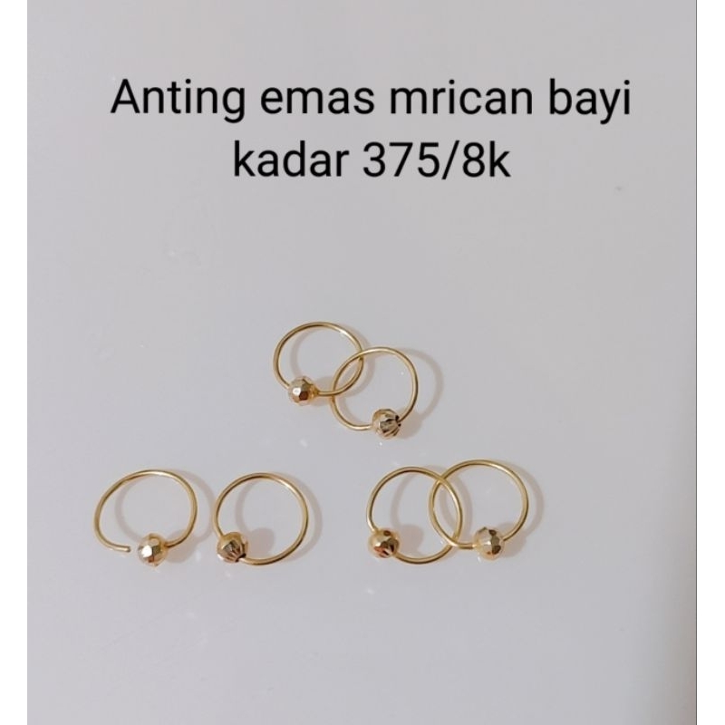 anting emas bayi Mrican kadar 375/8k