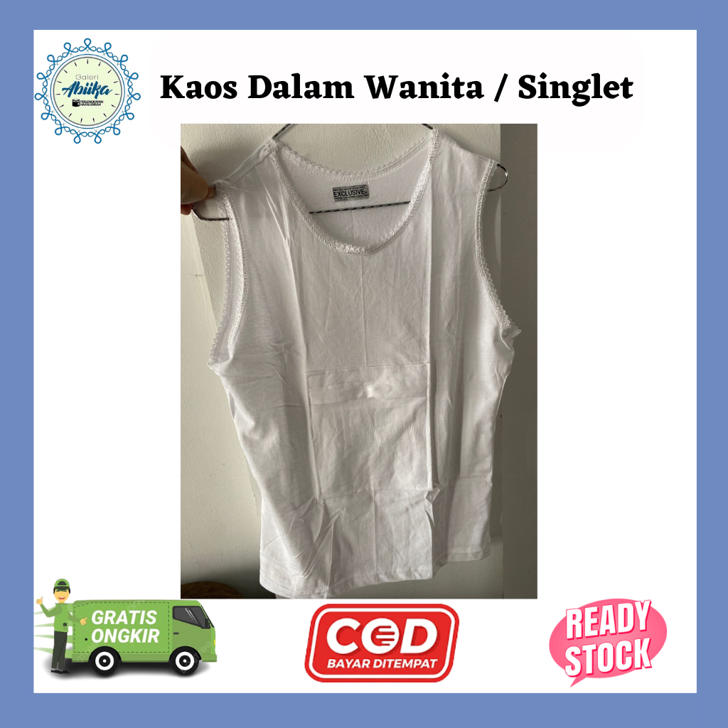 Kaos Dalam Wanita / Singlet Wanita Renda Umrah Haji Kantong Depan