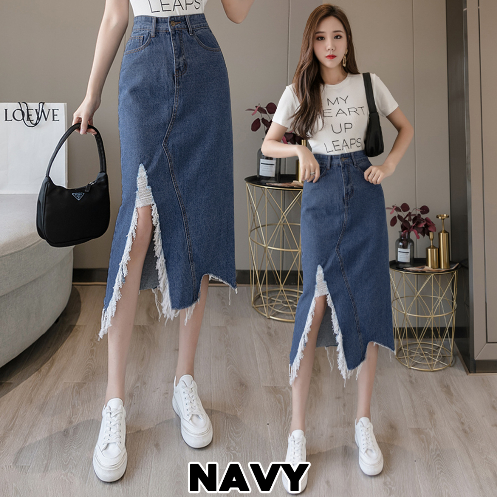 KARAKOREA - 6156 Hyuna Denim Skirt/Rok jeans wanita/Rok Jeans Korea/Rok wanita