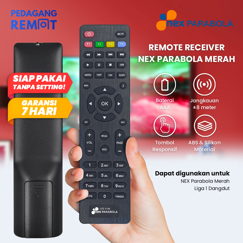 Remot Remote Receiver Parabola NEX Parabola Merah Liga 1 Dangdut