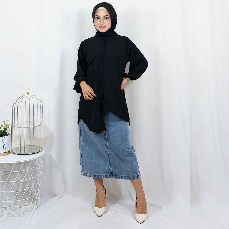 TUNIK BARU KATUN CRINKLE AIRFLOW ASYMETRIS PREMIUM WANITA GL FASHION
