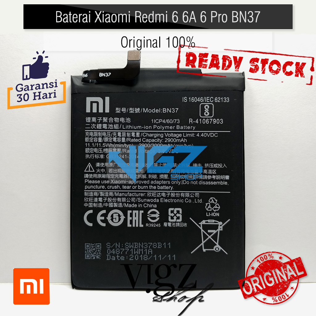 Baterai Xiaomi Redmi 6 6A BN37 Original 100%