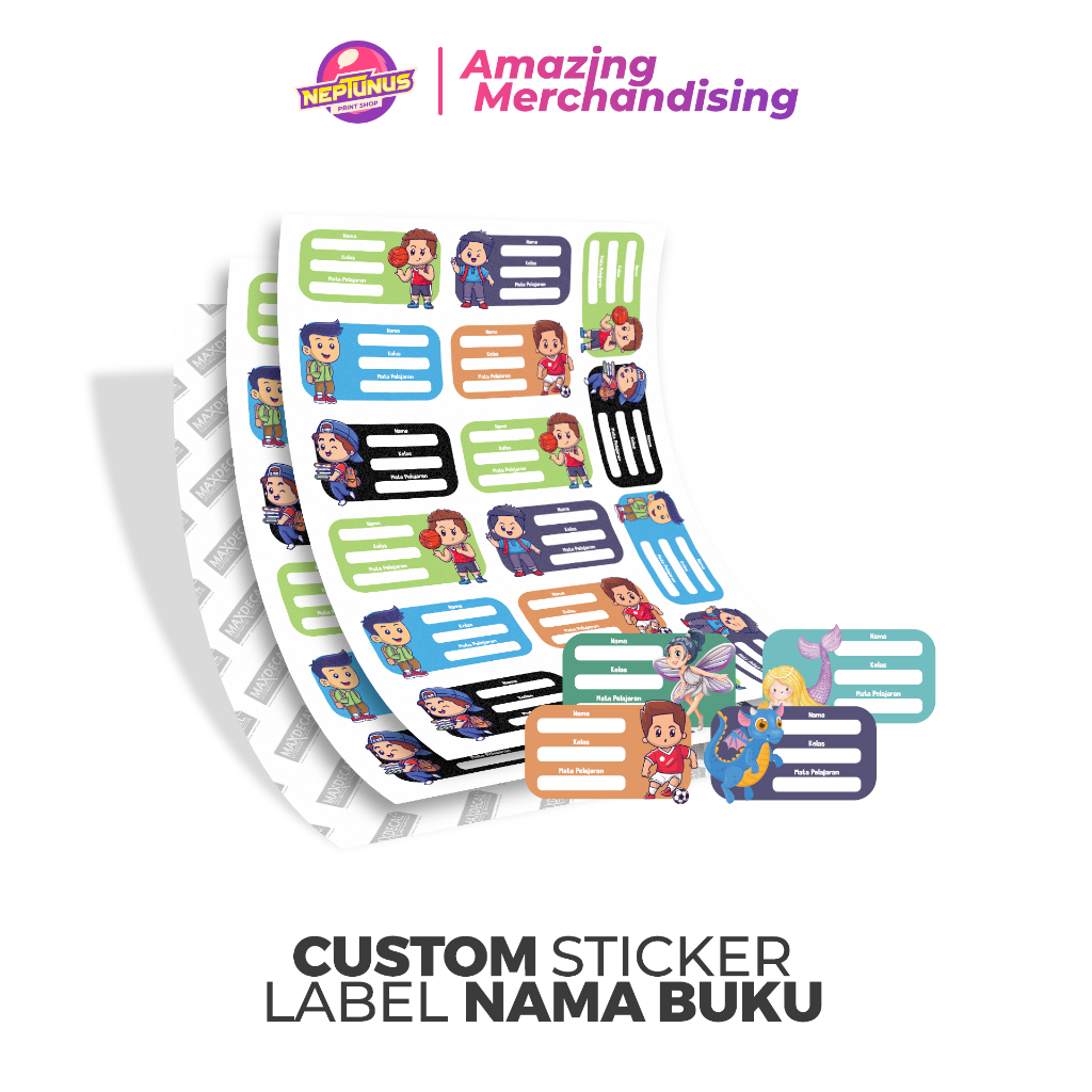 

Stiker Vynil/Chromo Label Nama Buku Ukuran A5 - Free Custom Design