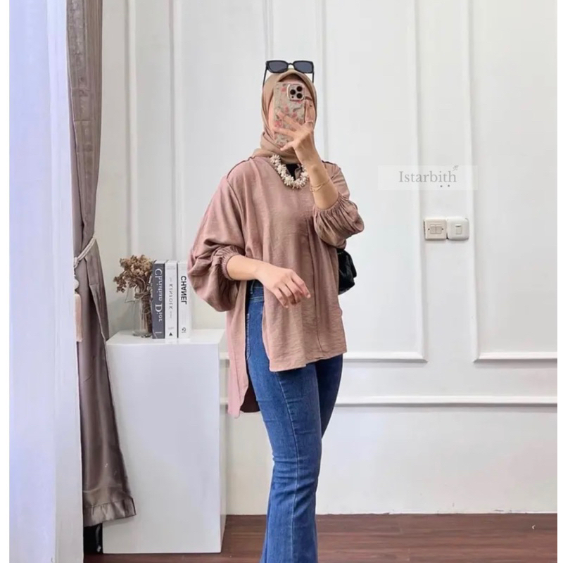 Kemeja Blouse Wanita - Livia Blouse Crinkle Airflow - Outer Wanita Korean Style