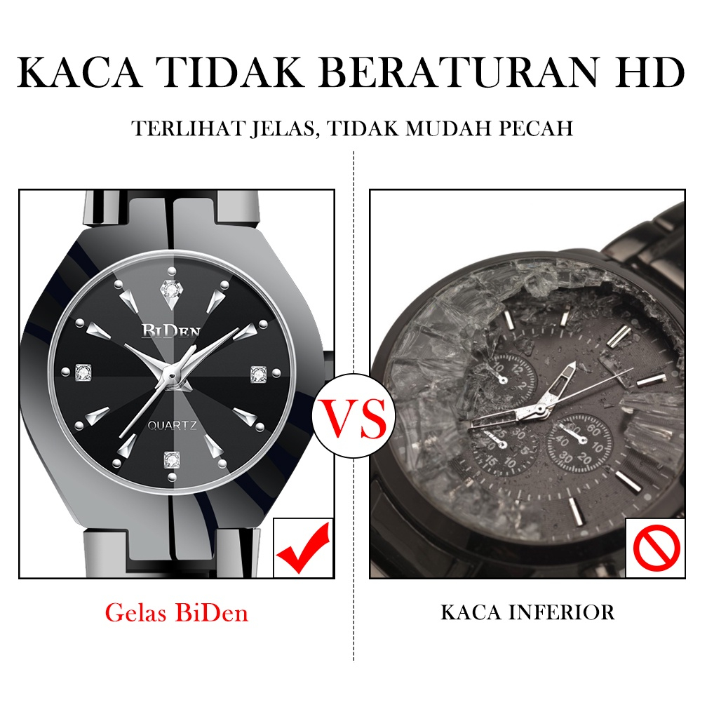 BIDEN Jam Tangan Wanita Korea Original Wanita Analog Anti Air Bisnis Kuarsa Tali Stainless Steel Jam Tangan Cewek（Free BOX+Kartu Garansi）