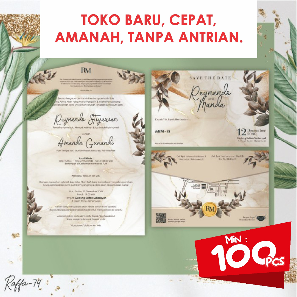 UNDANGAN PERNIKAHAN RUSTIK AMPLOP MURAH KODE RAFA