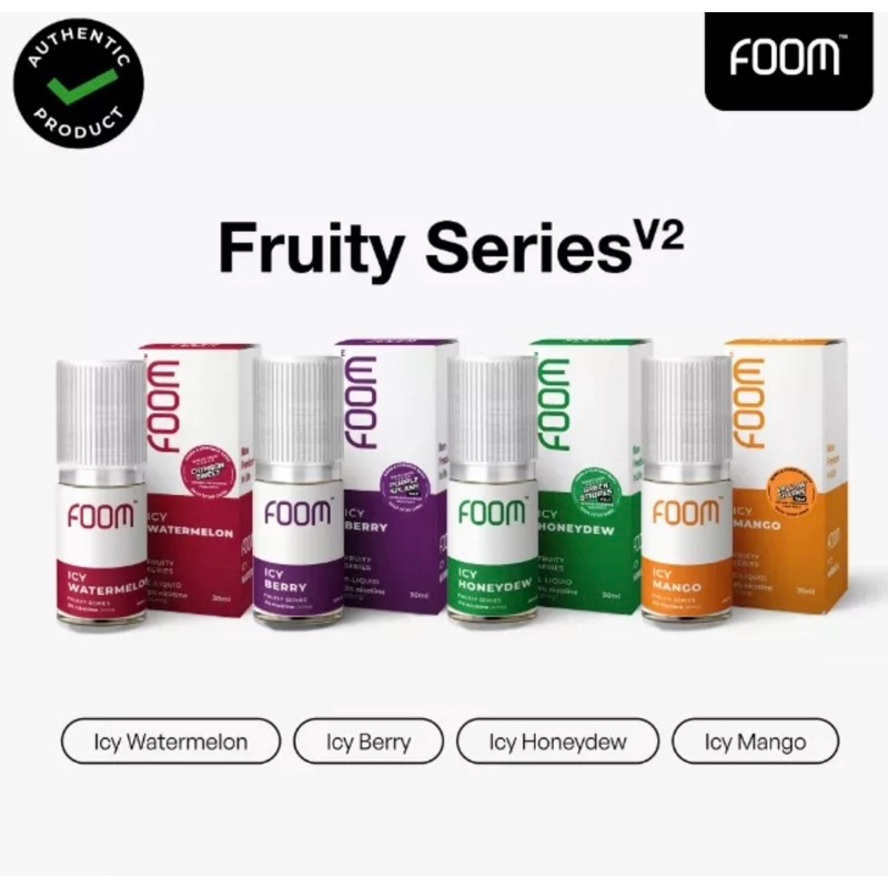 FOOM FRUITY SERIES YELLOW SPARKS - PURPLE SPLASH - CRIMSON SWEET 30ML Liquid Saltnic Authentic