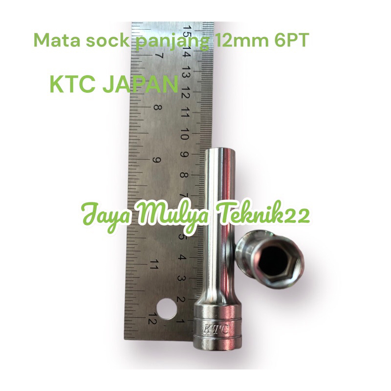 KTC mata sock panjang 12 mm  6PT 1/2 inch / kunci sock KTC Japan original B4L-12 / alat bengkel