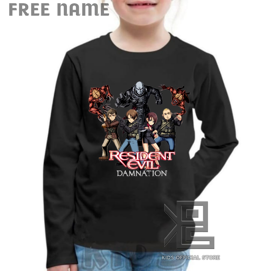 Kaos Anak Lengan Panjang Custom Gambar Resident Evil Baju Anak Unisex Bahan Premium