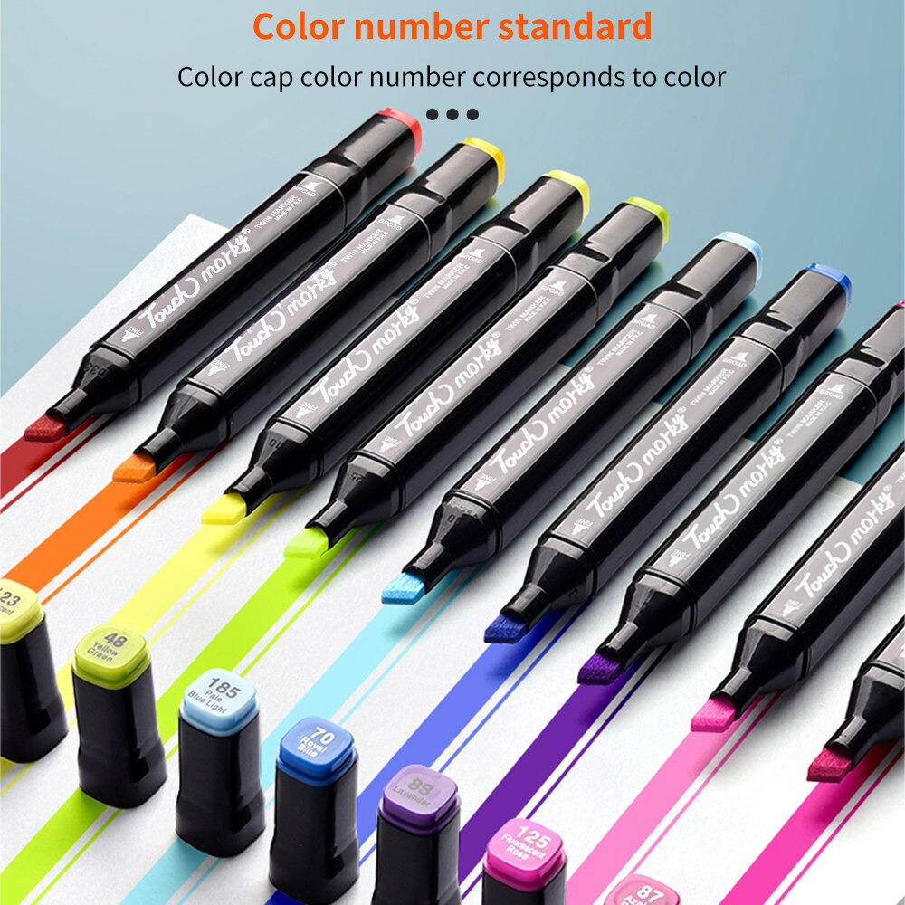 TOUCH Spidol Dual Side Fine Art Brush Pen Art Marker Set 60 Color - HL270 - Black