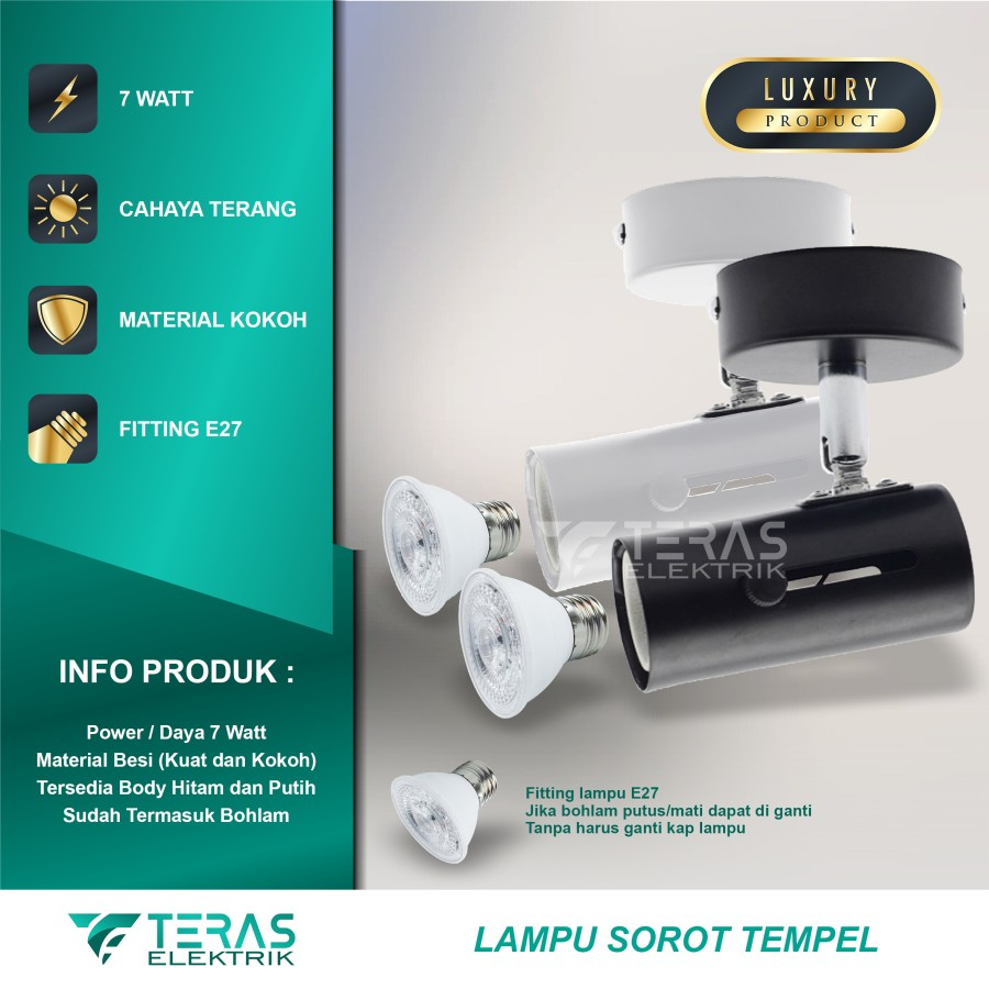 Lampu sorot plafon tempel 7 Watt Besi Top Quality