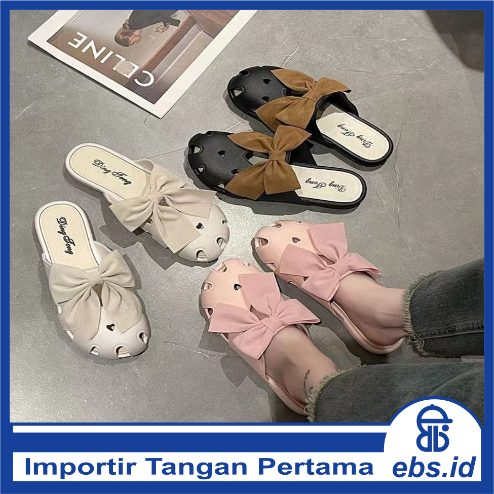 𝐄𝐁𝐒 ✅ SA034 Sandal Wanita Empuk Pita Lucu Sendal Motif Ringan Empuk Santai Kasual Cantik Simple Import Murah COD