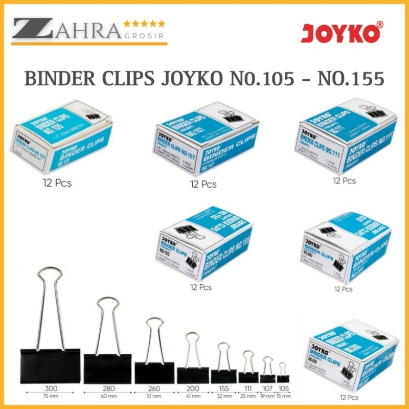 

Binder Clips Klip Penjepit Kertas Joyko Original Kecil - Sedang (No. 105 / 107 / 111 / 155)