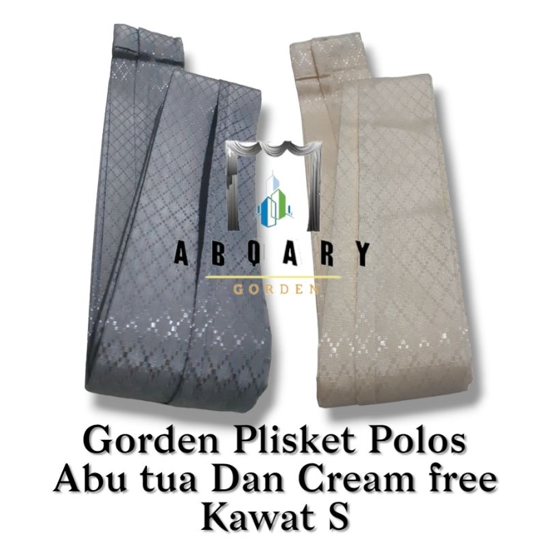 Gorden Biasa Plisket Kawat Gorden Polos Cream Lebar 200 cm Tinggi 200 cm Hordeng Sekolah