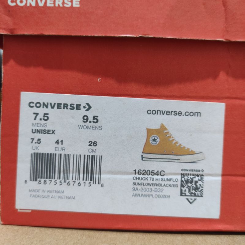 CONVERSE CHUCK 70S HI SUNFLOWER YELLOW ORIGINAL RESMI PT.MAP