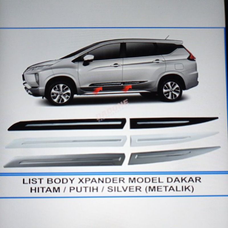 lis body bodi samping mobil Mitsubishi xpander model dakar hitam silver putih ultimate Exceed sport cross all new livina 2019 2018 2017 2020 2021 2022 2023