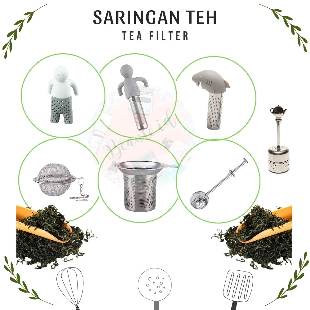 Alat Filter Saringan Kantung Teh Obat Herbal Kopi Bulat Reusable Tea Infuser Strainer Stainless Steel Silicone Infuser Herb Spice Filter Teabag Strainer Lucu Berkualitas