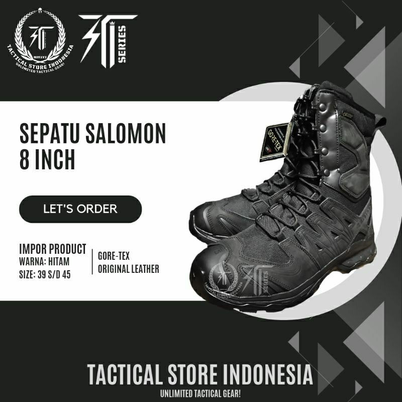 Sepatu PDL Tactical Salomon Made in China 8 Inch Hitam