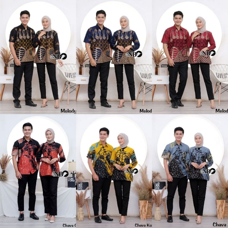 Couple Batik atasan Pria dan Wanita Lengen pendek M L XL